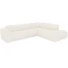 Image de Grand canapé d'angle droit avec dossier méridienne en tissu bouclette blanc POGNI de Maison Céphy