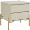 Image de Table de chevet 2 tiroirs - MDF et métal - Beige et doré - KORASA