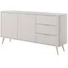 Image de Buffet 2 portes et 3 tiroirs en MDF - Beige et doré - ELONARIA II
