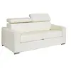 Image de Canapé 3 places convertible express en cuir de buffle blanc - Couchage 140 cm - Matelas 22 cm avec mémoire de forme - VIZIR