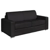 Image de Canapé 3 places convertible express cuir de buffle noir - Couchage 140 cm - Matelas 22 cm avec mémoire de forme - CALITO