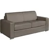 Image de Canapé 3 places convertible express cuir de buffle taupe - Couchage 140 cm - Matelas 18 cm - CALITO