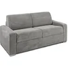 Image de Canapé 3 places convertible express en velours côtelé gris clair - Couchage 140 cm - Matelas 14 cm - CALITO