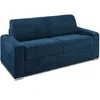 Image de Canapé 3 places convertible express en velours côtelé bleu - Couchage lattes larges 140 cm - Matelas 14 cm CALITO