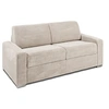 Image de Canapé 3 places convertible express en velours côtelé beige - Couchage lattes larges 140 cm - Matelas 22 cm avec mémoire de forme CALITO