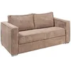Image de Canapé 3 places convertible express en velours côtelé taupe - Couchage à lattes larges 140 cm - Matelas 14 cm LORETO
