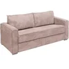 Image de Canapé 4 places convertible express en velours côtelé rose - Couchage à lattes larges 160 cm - Matelas 14 cm LORETO