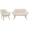 Image de Canapé 2 places et fauteuil en tissu beige CASERTA