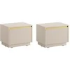 Image de Lot de 2 tables de chevet suspendues ou à poser avec 1 tiroir - MDF - Beige et doré - POSINIA de
