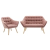 Image de Canapé 2 places et fauteuil en tissu rose chiné CASERTA
