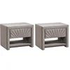 Image de Lot de 2 tables de chevet - 1 tiroir et 1 niche - Velours - Beige - ULAMI