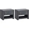 Image de Lot de 2 tables de chevet - 1 tiroir et 1 niche - Velours - Gris anthracite - ULAMI