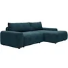 Image de Canapé d'angle droit convertible en tissu texturé bleu DAVISO