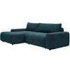 Image de Canapé d'angle gauche convertible en tissu texturé bleu DAVISO