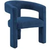 Image de Fauteuil en tissu texturé bleu FAVINA
