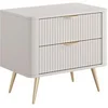 Image de Table de chevet - 2 tiroirs - Beige et doré - ELONARIA