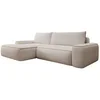 Image de Canapé d'angle gauche convertible en velours côtelé beige ZOMELA
