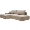 Image de Canapé d'angle gauche ouvert convertible en tissu chiné taupe DAVISO
