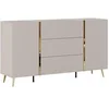 Image de Buffet avec 2 portes et 3 tiroirs - Beige et Doré - MARZIALO
