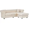 Image de Canapé d'angle chesterfield réversible en velours beige TOLEDO