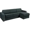 Image de Canapé d'angle réversible convertible express en tissu texturé vert sapin - Couchage 140 cm - Matelas 22 cm avec mémoire de forme - CALITO