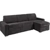 Image de Canapé d'angle réversible convertible express en velours côtelé gris - Couchage lattes larges 160 cm - Matelas 18 cm - CALITO