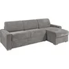 Image de Canapé d'angle réversible convertible express en velours côtelé gris clair - Couchage lattes larges 160 cm - Matelas 22 cm avec mémoire de forme -