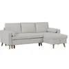 Image de Canapé d'angle convertible et réversible en tissu beige avec coffre de rangement KORI
