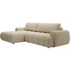 Image de Canapé d'angle gauche convertible en tissu beige FRIDORA