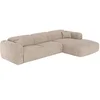 Image de Grand canapé d'angle droit convertible express en velours côtelé fines côtes beige - Matelas 13 cm mémoire de forme POGNI