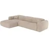 Image de Grand canapé d'angle gauche convertible express en velours côtelé fines côtes beige - Matelas 13 cm mémoire de forme POGNI