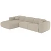 Image de Grand canapé d'angle gauche convertible express en tissu chiné beige - Couchage 140 cm - Matelas 13 cm mémoire de forme POGNI