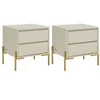 Image de Lot de 2 tables de chevet 2 tiroirs - MDF et métal - Beige et doré - KORASA