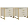 Image de Lot de 2 tables de chevet 2 tiroirs - MDF - Beige et doré - OMBRELIA