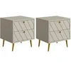 Image de Lot de 2 tables de chevet - 2 tiroirs - Beige - TEODA