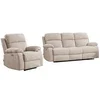 Image de Canapé 3 places et fauteuil relax électrique massant en tissu chenille beige KOCENI