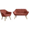 Image de Canapé 2 places et fauteuil en tissu texturé terracotta CASERTA