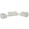 Image de Canapé 3 places 2 places et un fauteuil en tissu texturé ivoire NAFEKI