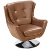 Image de Fauteuil pivotant en cuir de buffle camel ANABA