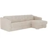 Image de Canapé d'angle réversible convertible express en tissu texturé beige - Couchage lattes larges 160 cm - Matelas 14 cm - DARIELO