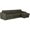Image de Canapé d'angle réversible convertible express en tissu texturé vert kaki - Couchage lattes larges 160 cm - Matelas 22 cm avec mémoire de forme -