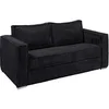 Image de Canapé 4 places convertible express en velours côtelé noir - Couchage 160 cm - Matelas 18 cm LORETO