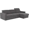 Image de Canapé d'angle réversible convertible express en tissu chenille gris anthracite - Couchage 140 cm - Matelas 14 cm VIZIR