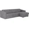 Image de Canapé d'angle réversible convertible express en tissu texturé gris - Couchage 140 cm - Matelas 18 cm - DARIELO