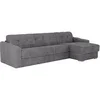 Image de Canapé d'angle réversible convertible express en tissu texturé gris - Couchage lattes larges 160 cm - Matelas 22 cm avec mémoire de forme - DARIELO