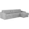 Image de Canapé d'angle réversible convertible express en tissu texturé gris clair - Couchage lattes larges 160 cm - Matelas 22 cm avec mémoire de forme -