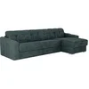 Image de Canapé d'angle réversible convertible express en tissu texturé bleu canard - Couchage lattes larges 160 cm - Matelas 22 cm avec mémoire de forme -