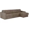Image de Canapé d'angle réversible convertible express en tissu texturé taupe - Couchage lattes larges 140 cm - Matelas 22 cm avec mémoire de forme - DARIELO