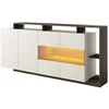 Image de Buffet 4 portes et 4 niches avec LEDs - Beige et Naturel foncé - IDESIA