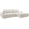 Image de Canapé d'angle droit convertible en tissu chenille beige FARNETA